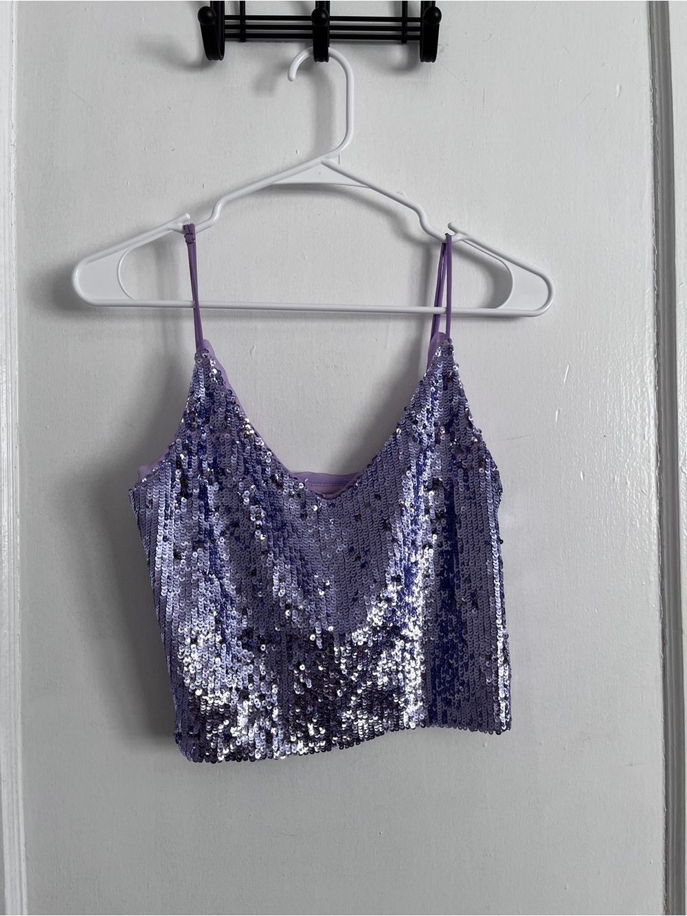 Anthropologie’s Le Superbe Lilac Sequin Cami with Adjustable Straps